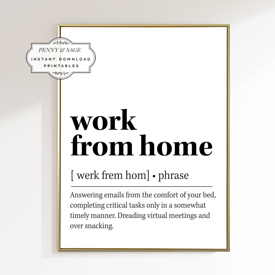 Work From Home Definition Funny Home Office Art - Image 2