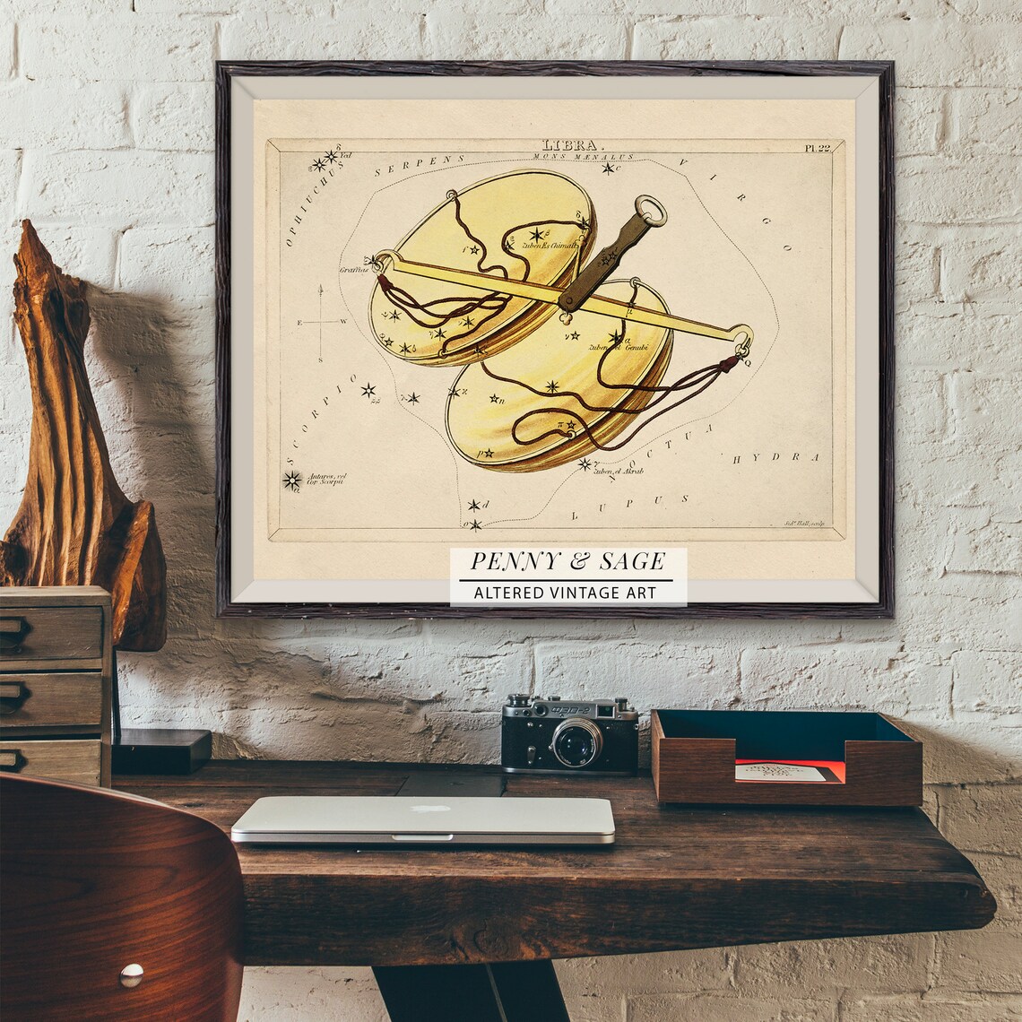 Vintage Zodiac Libra Illustration Print, Sidney Hall - Image 2