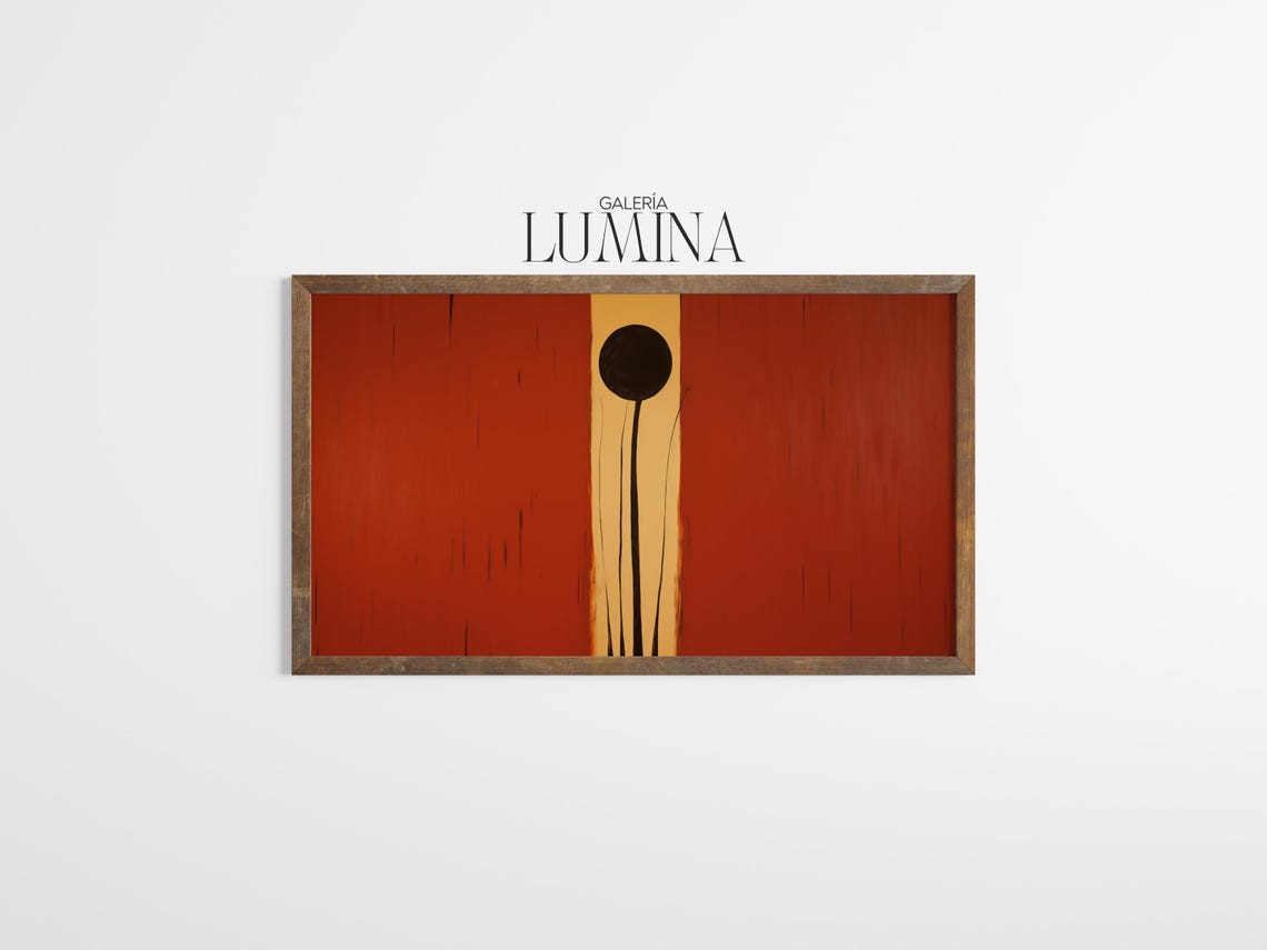Minimalist Abstract Dandelion Painting Red And Yellow Abstract Painting Contemporary Bold Color Print Art Frame Tv Art 971 - Image 3