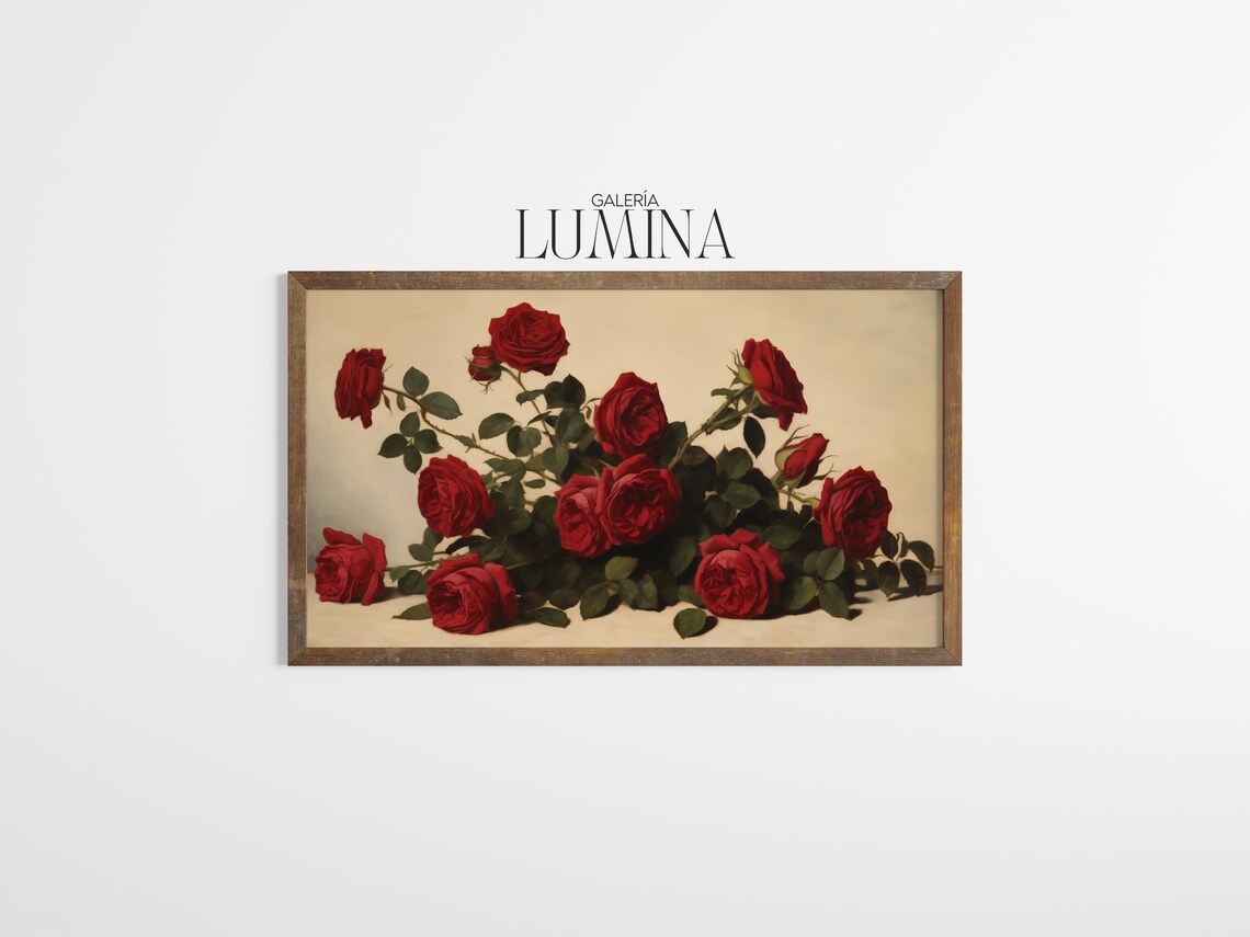 Classic Red Roses Still Life Oil Painting Romantic Bouquet Poster - Image 3