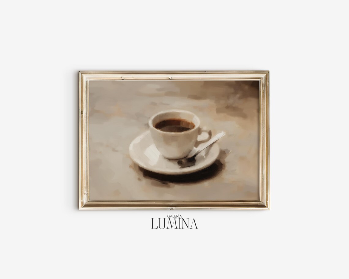 Cup Of Coffee Impressionist Oil Painting Kitchen Shelf Print Coffee Cup Oil Painting Cafe Wall Art Art Frame Tv Art 404 - Image 2