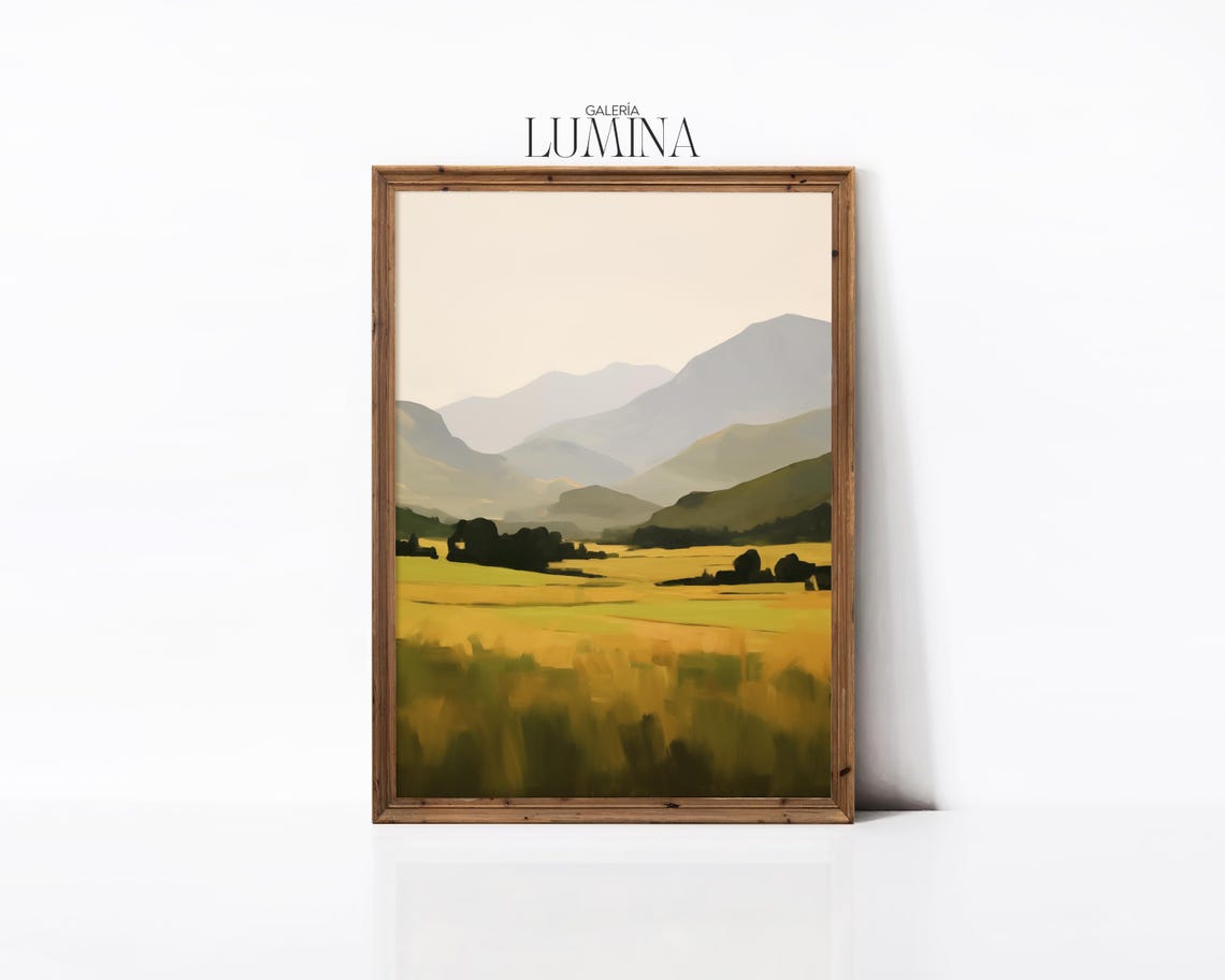 Minimalist Countryside Oil Painting Modern Mountains Landscape Art Impressionist Nature Scene Artwork Art Frame Tv Art 931 - Image 2
