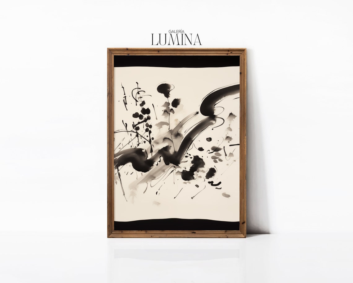 Abstract Painting Black And White Minimalist Neutral Wall Art Figurative Line Art Sketch Ink Painting Art Frame Tv Art 020 - Image 3