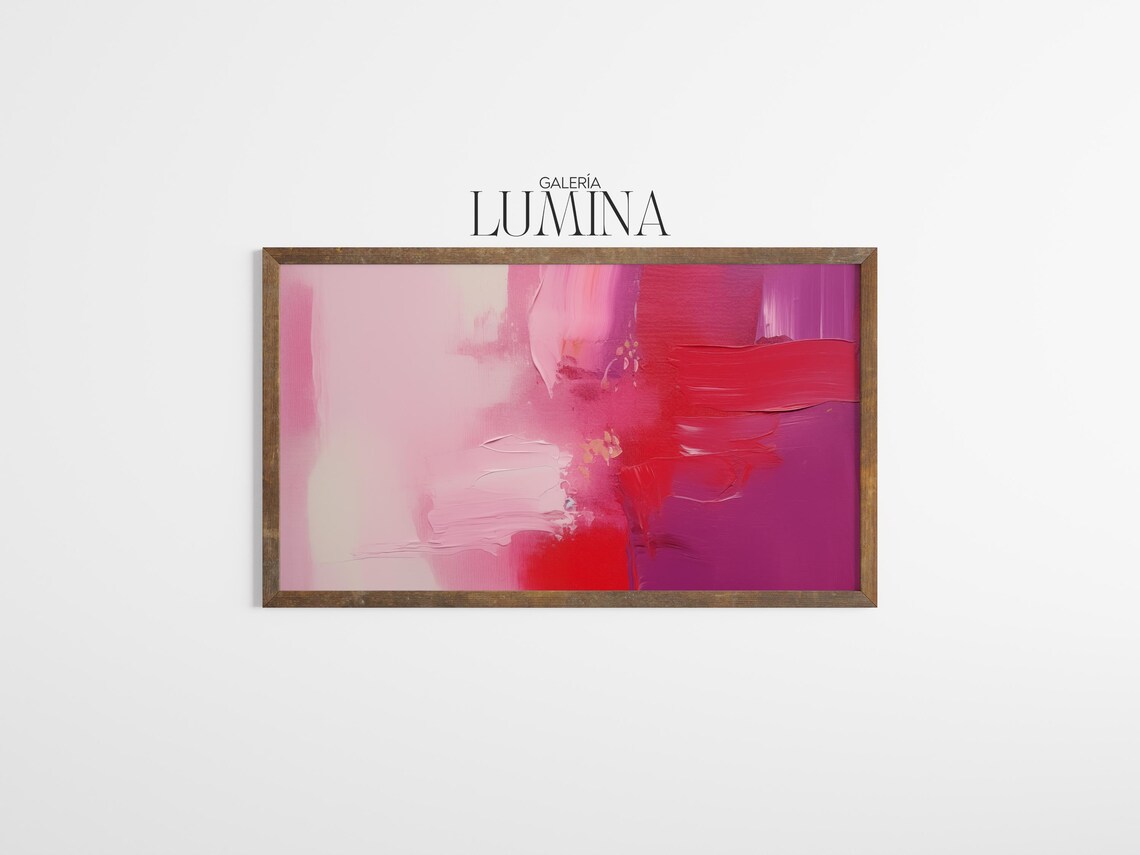 Pink Abstract Oil Painting, Modern Brushstroke Art Print - Image 3