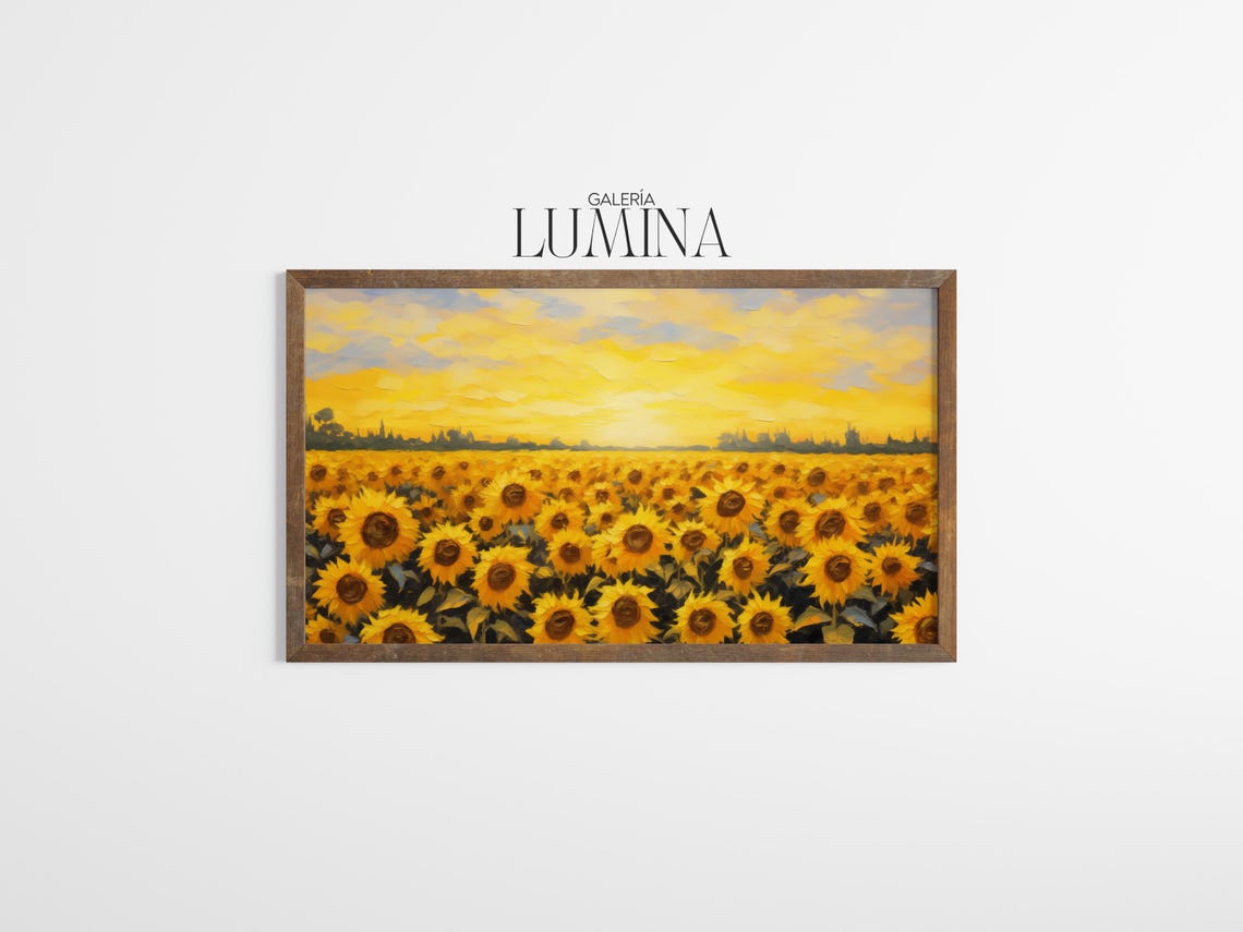 Sunflower Field Impressionist Sunset Summer Landscape Poster - Image 3