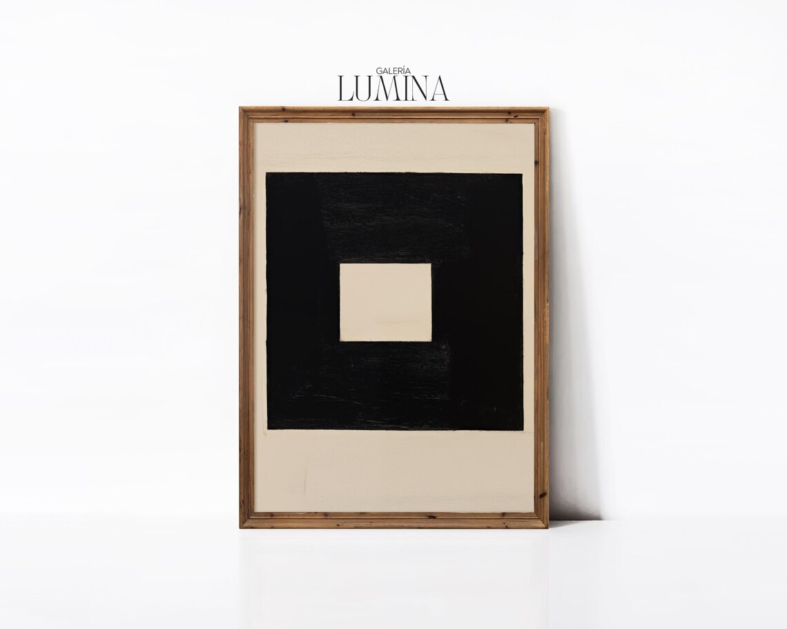 Black Square Abstract Painting, Minimalist Art Print - Image 2