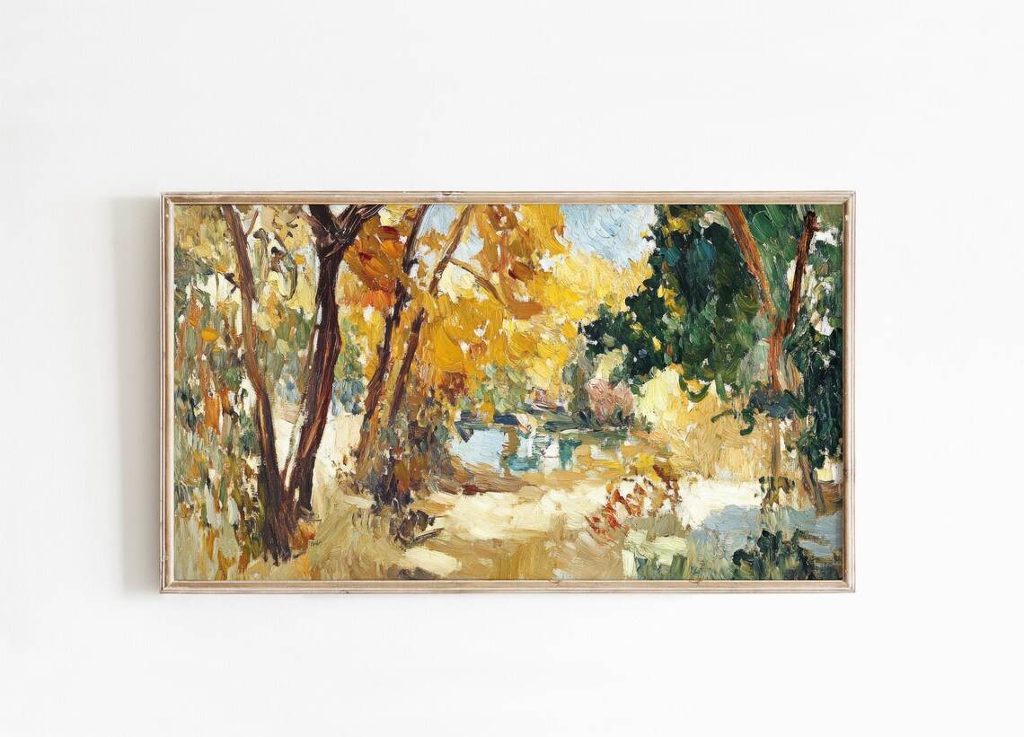 Autumn Frame TV Art Abstract Fall Trees, Vintage Art Print