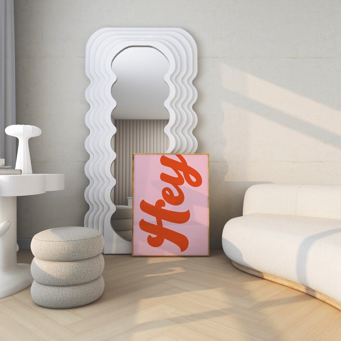 Hey Retro Red Script Pink Bold Welcome Hallway Wall Art Poster - Image 5