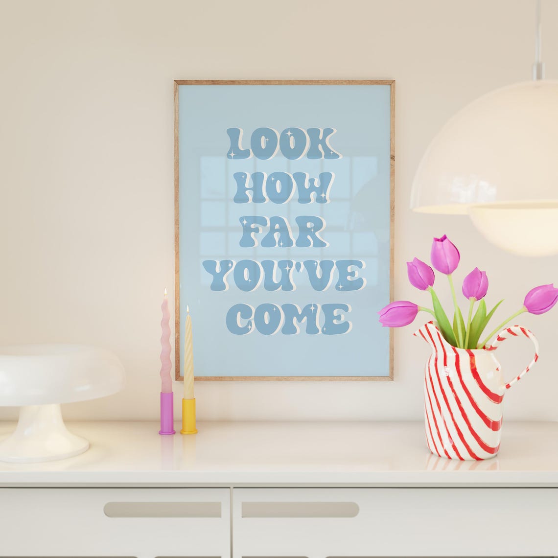 Look How Far You Have Come Retro Bubble Blue Positive Poster - Image 4