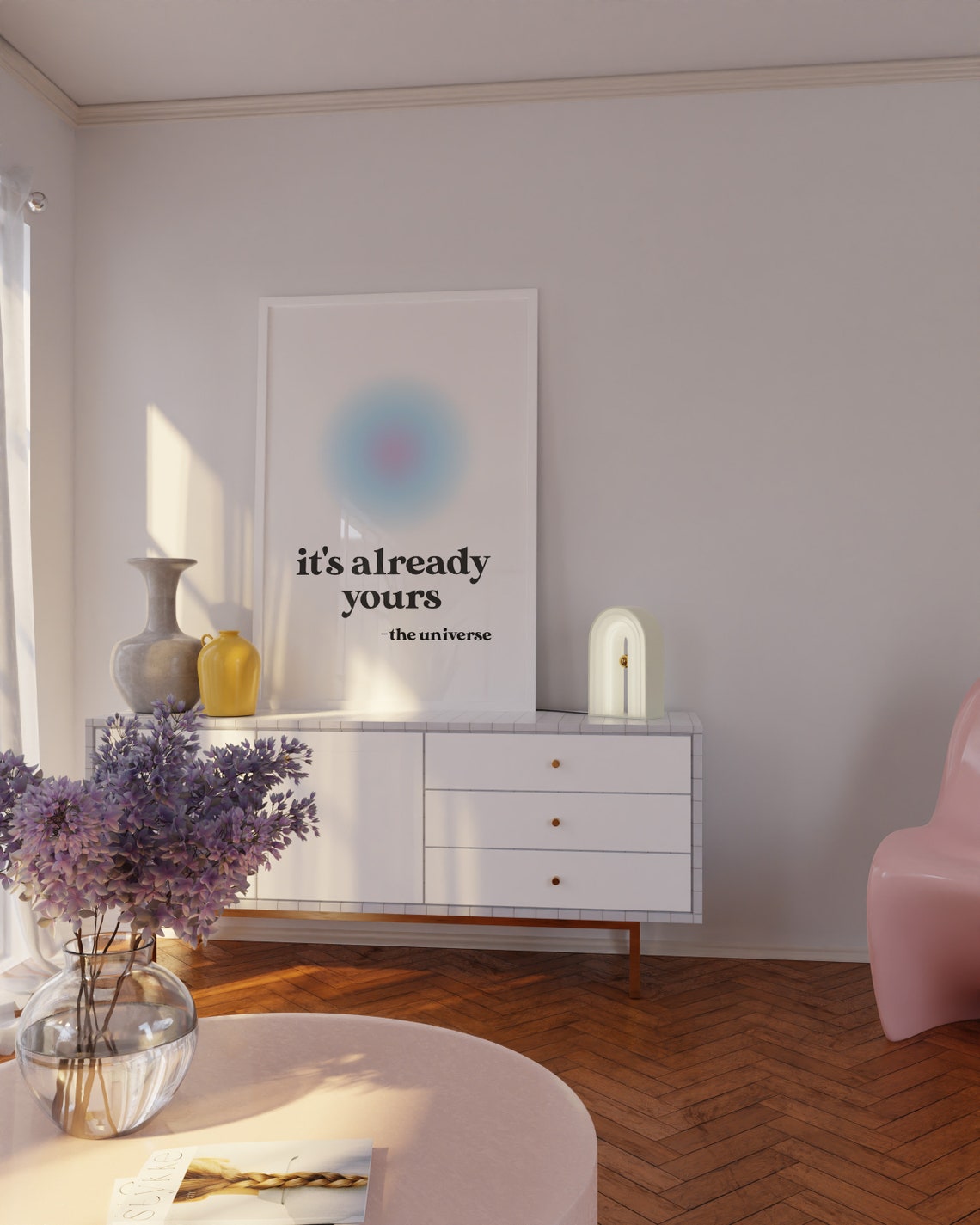 It's Already Yours The Universe Aura Quote Blue Wall Art Poster - Image 3