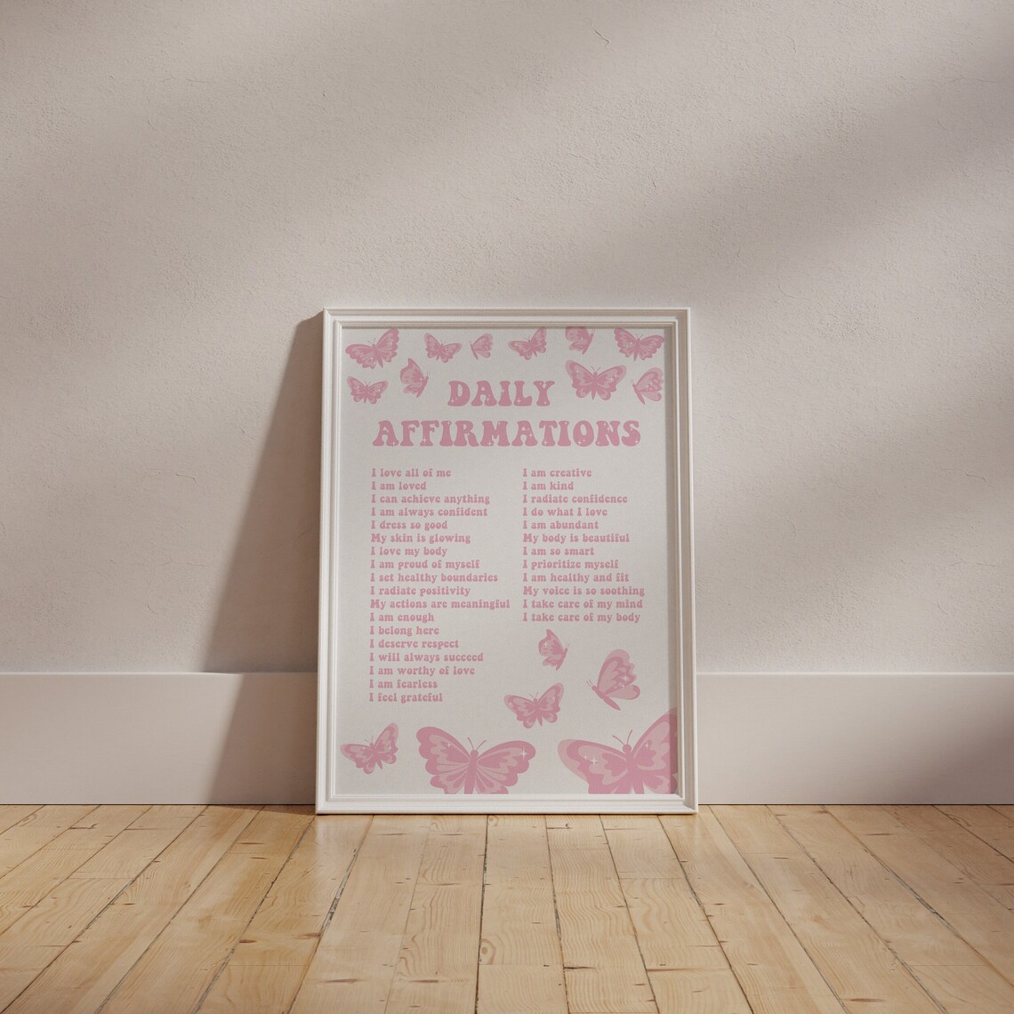 Daily Affirmations Pink Quote Poster for Girl Room - Image 2