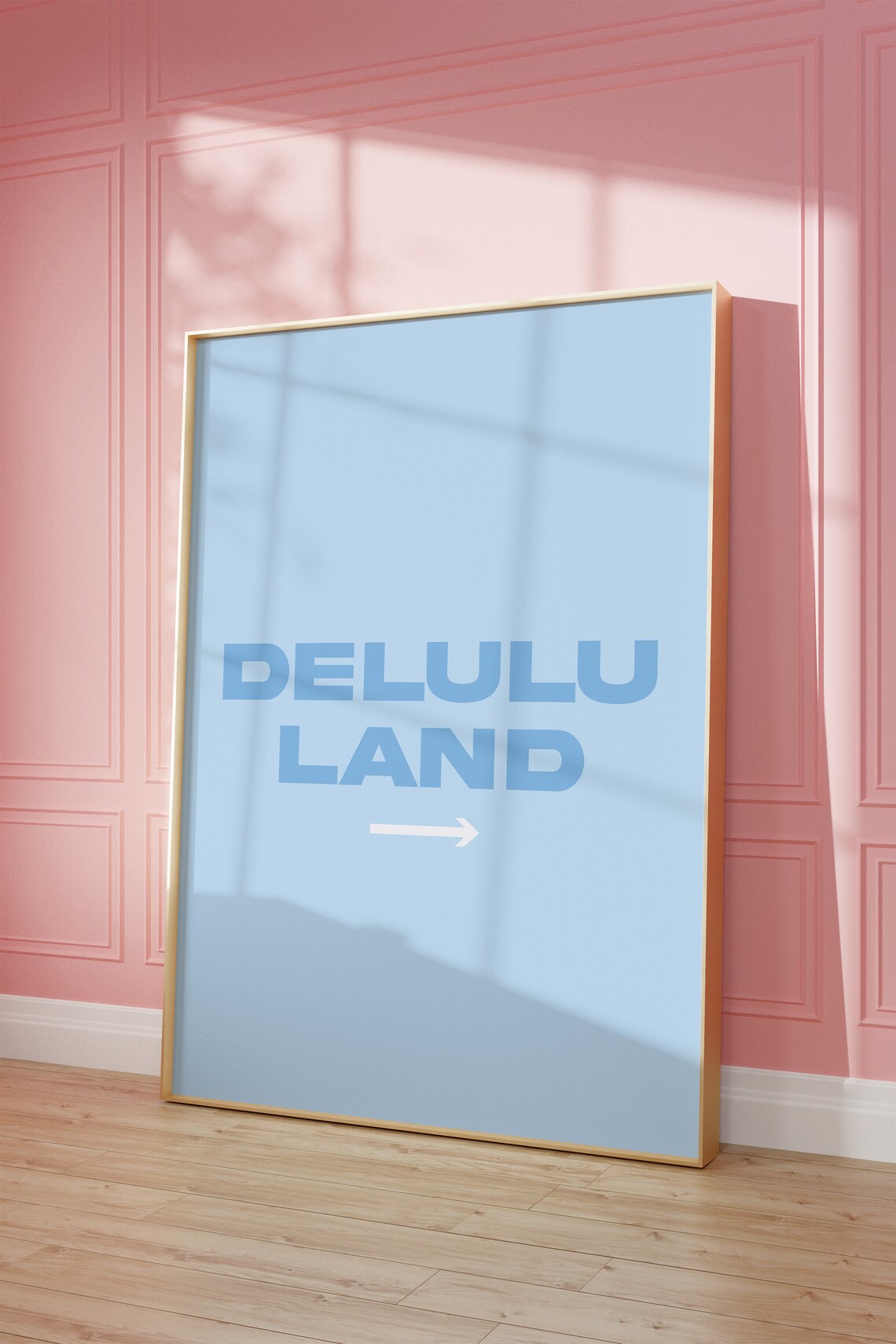 Delulu Land Arrow Baby Blue Funny Quote Aesthetic Wall Art Poster - Image 6