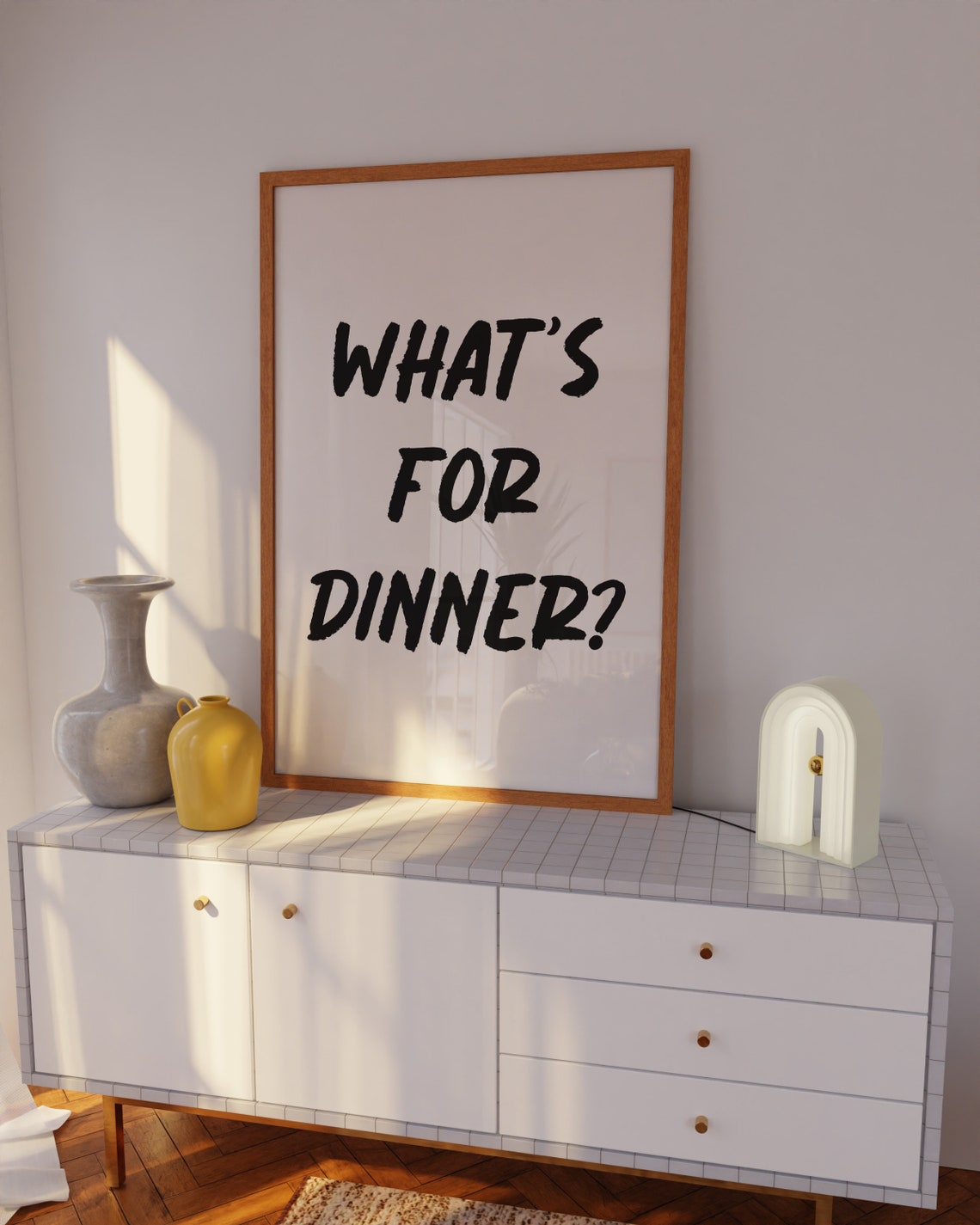 What's For Dinner Black Handwritten Cream Kitchen Wall Art Print - Image 4