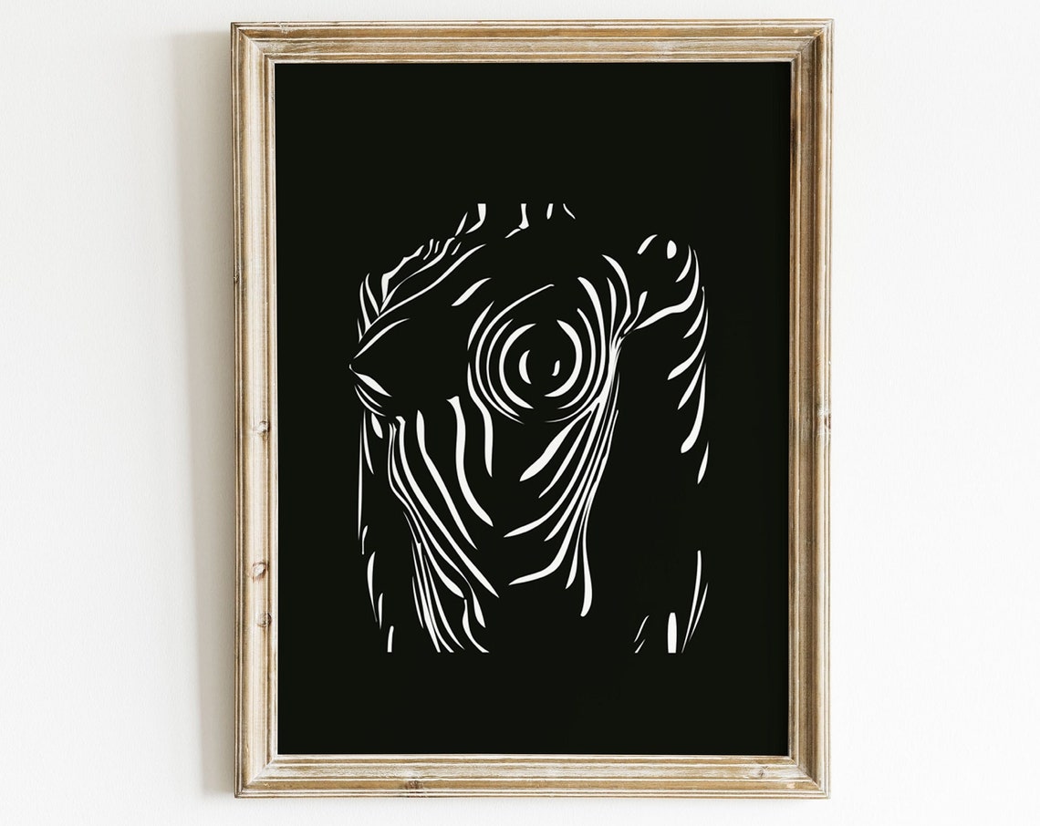 Black And White Abstract Nude Torso Feminine Line Art Poster