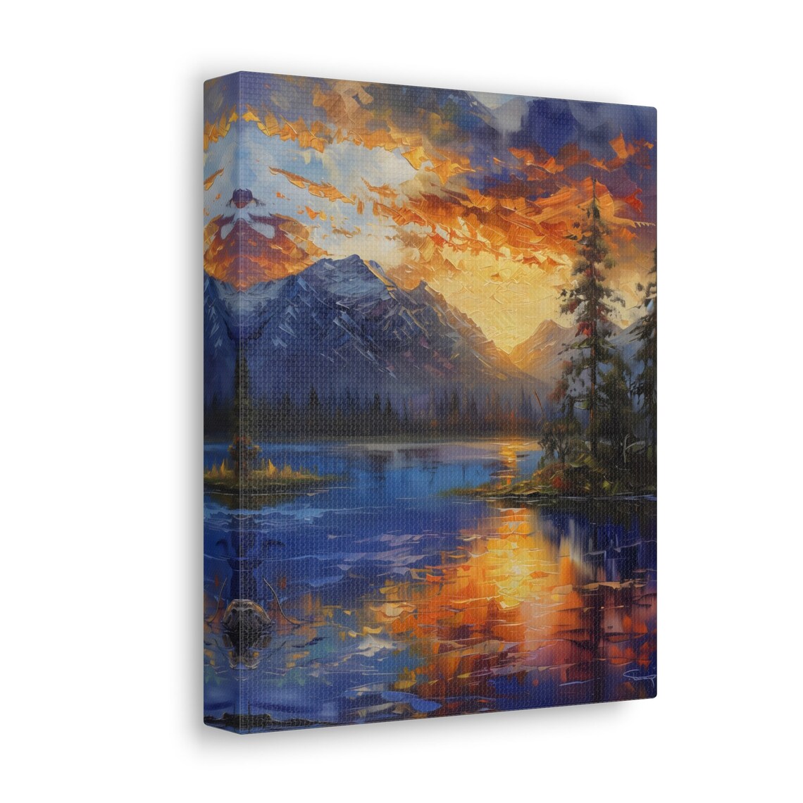 Sunset Mountain Wall Art Nursery Clouds Mountain Print Sky Clouds Oil Painting Landscape Sunset Cloud Art - Image 2