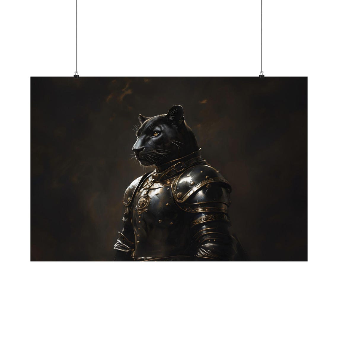 Black Panther Knight In Dark Steel Armor Medieval Portrait Poster - Image 3