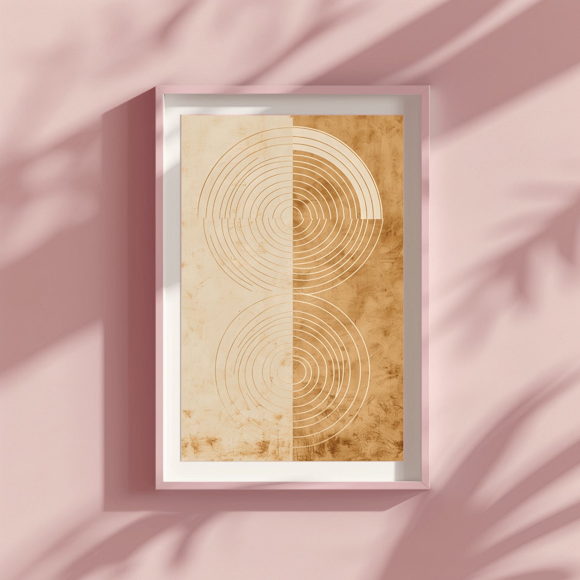 Mid Century Modern Concentric Circle Split Abstract Art Poster - Image 3