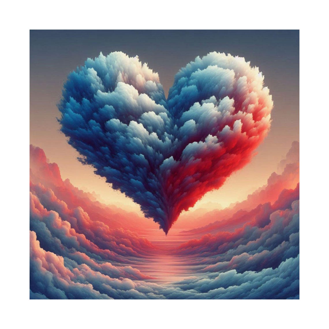 Giant Heart Shaped Cloud Rising Over a Pink Sunset Sky Poster - Image 7