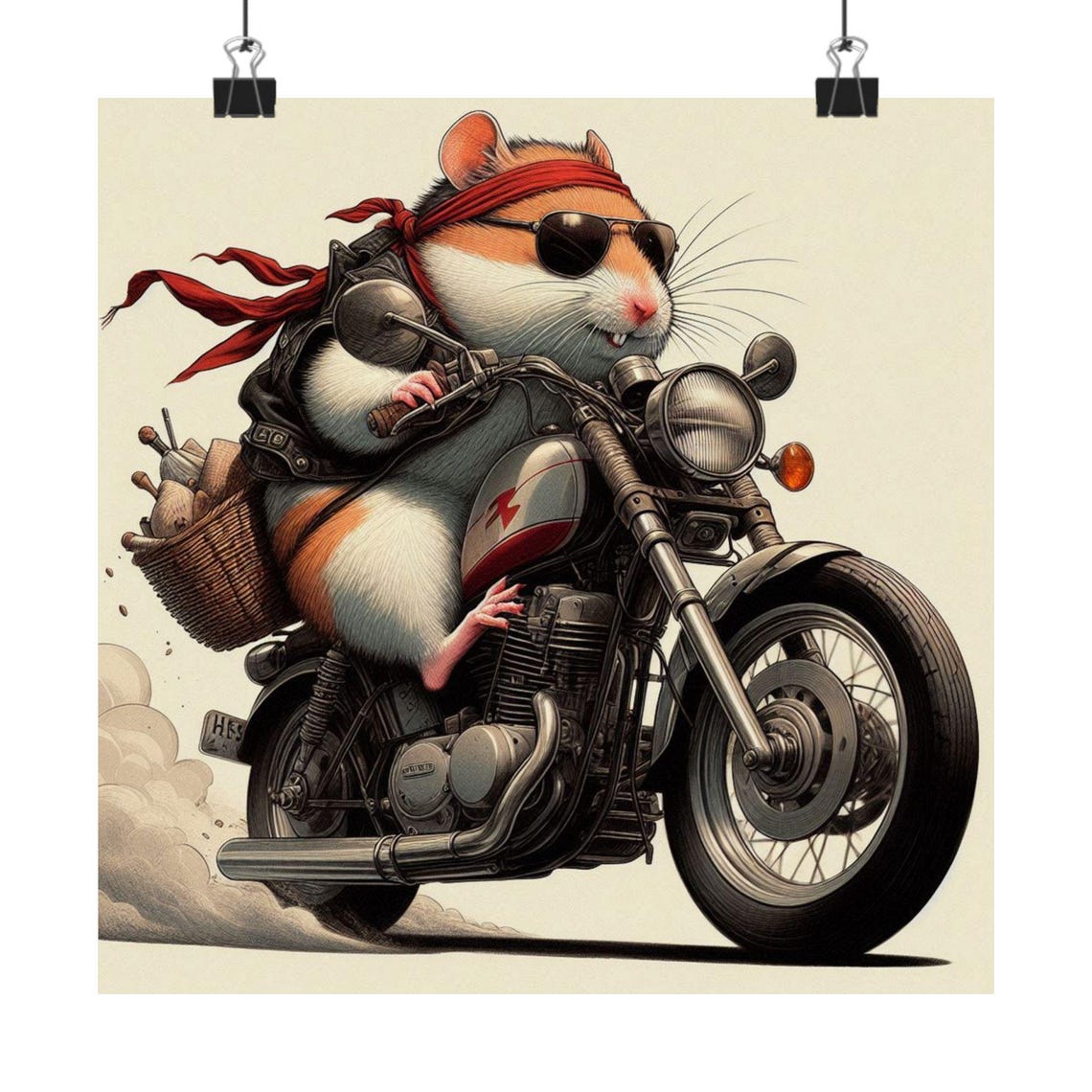 Cool Hamster Biker with Sunglasses Riding a Motorcycle Poster - Image 6