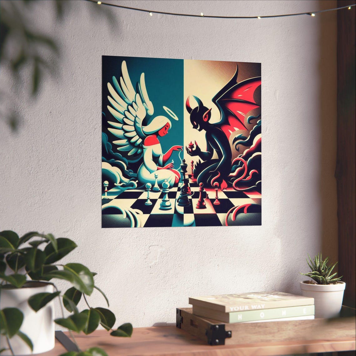 Whimsical Matte Posters Angel Vs Demon Art Unique Wall Decor Chess Lovers Gift Spiritual And Gothic Decor - Image 4