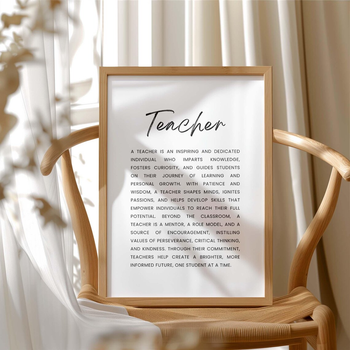 Teacher Definition Appreciation Gift Inspirational Classroom Quote Poster