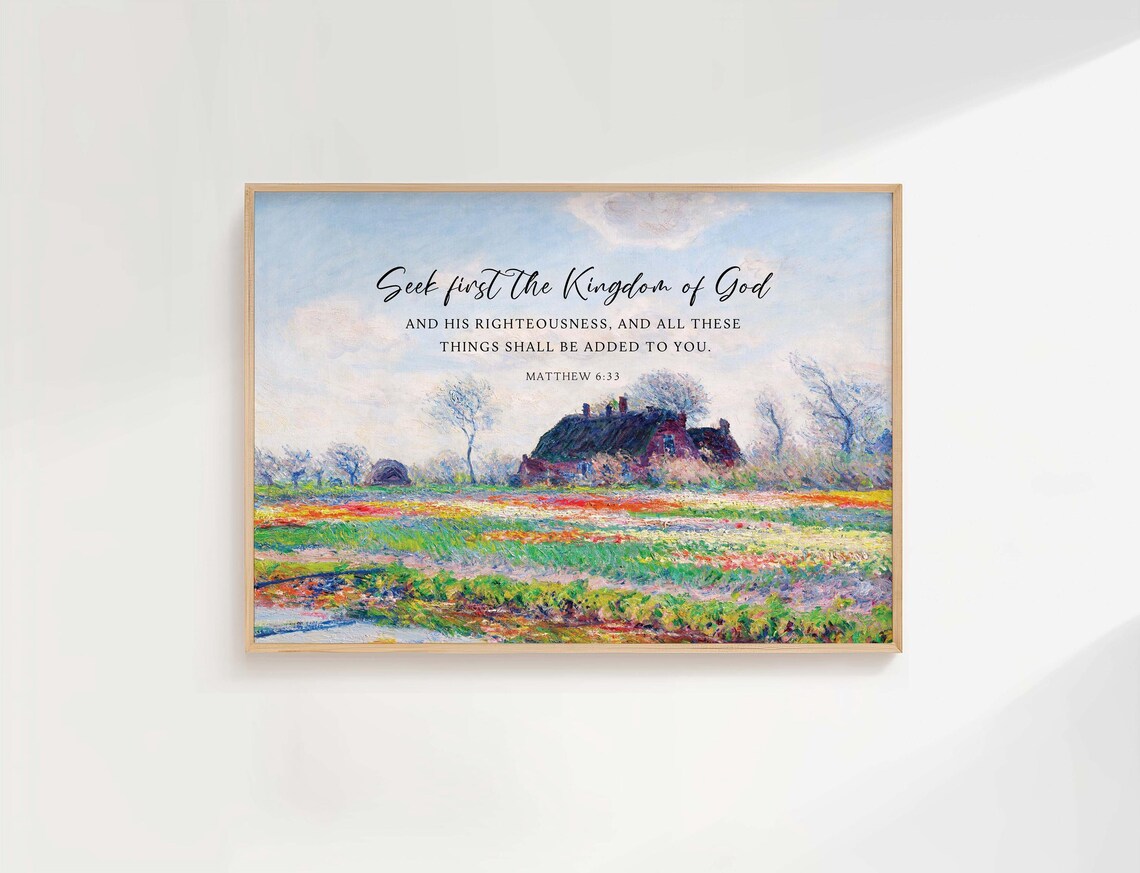 Matthew 6:33 Seek First The Kingdom Of God, Vintage Art Print