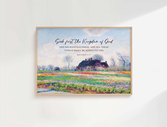 Matthew 6:33 Seek First The Kingdom Of God, Vintage Art Print