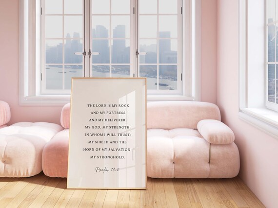 Psalm 182 Nkjv The Lord Is My Rock Fortress Deliverer Bible Verse Wall Art Christian Home Decor Scripture Print