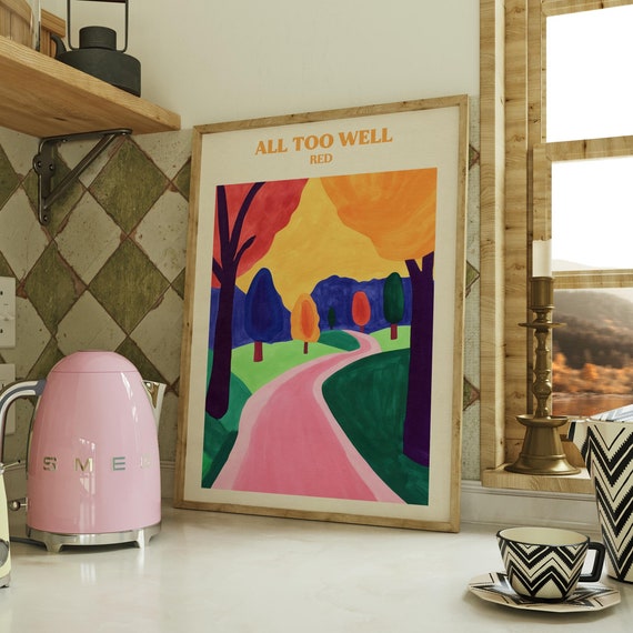 All Too Well Print Music Wall Art Red Bedroom Decor Girly Matisse Maximalist