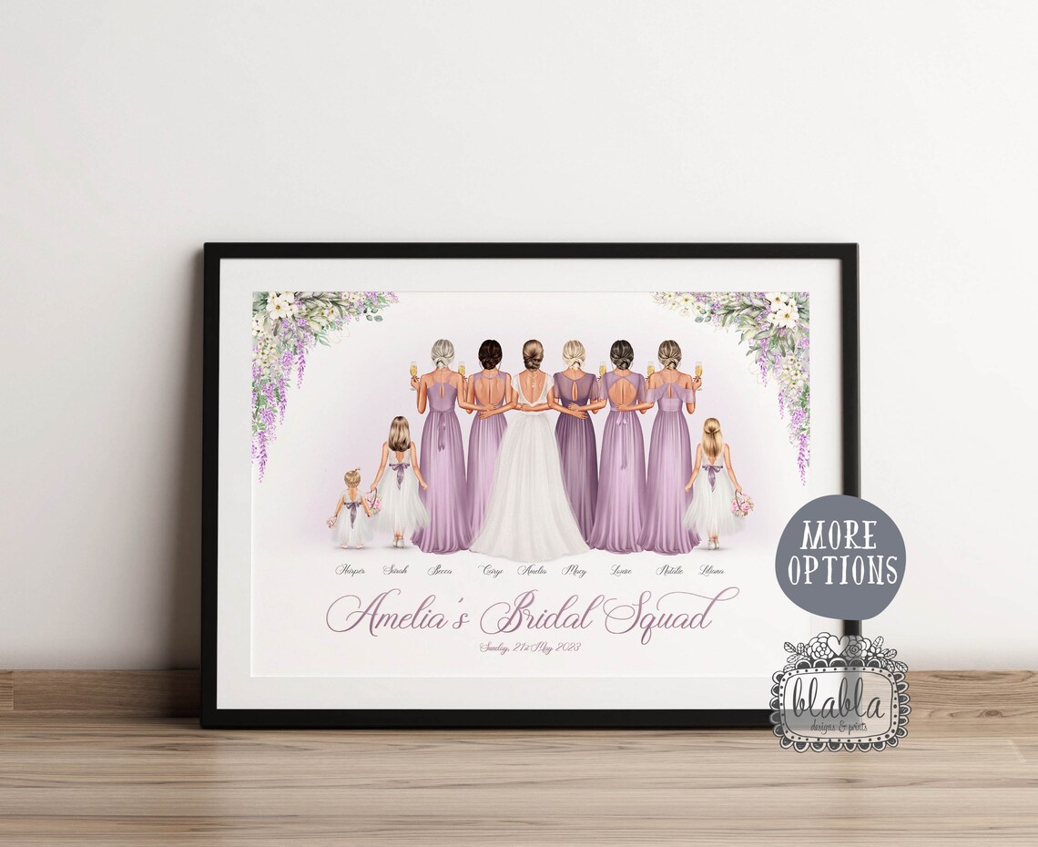 Liliana's Bridal Party Blue Bridesmaid Dresses Group Portrait Poster - Image 2