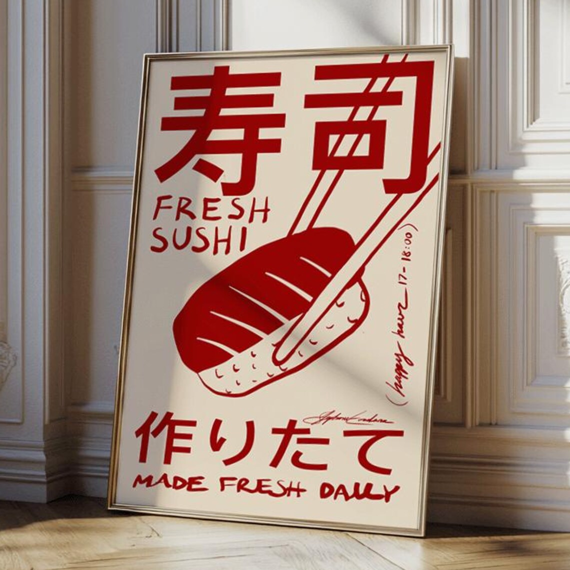 Sushi Japandi Kitchen Decor Wall Art Print