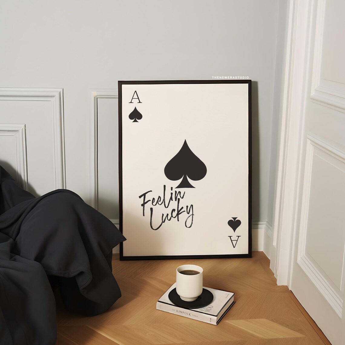 Feelin Lucky Ace Of Spades Playing Card Black Trendy Wall Poster