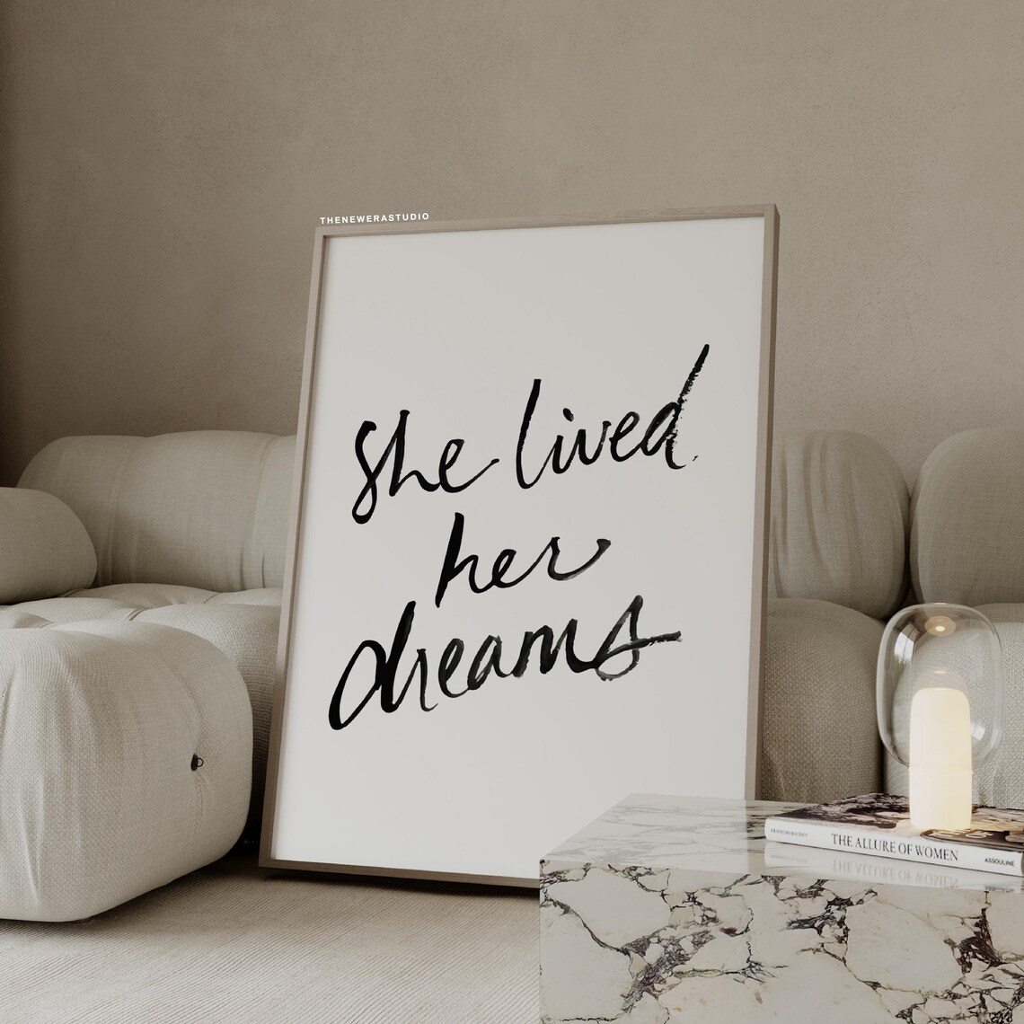 Black White She Lived Her Dreams Watercolour Poster The New Era Studio
