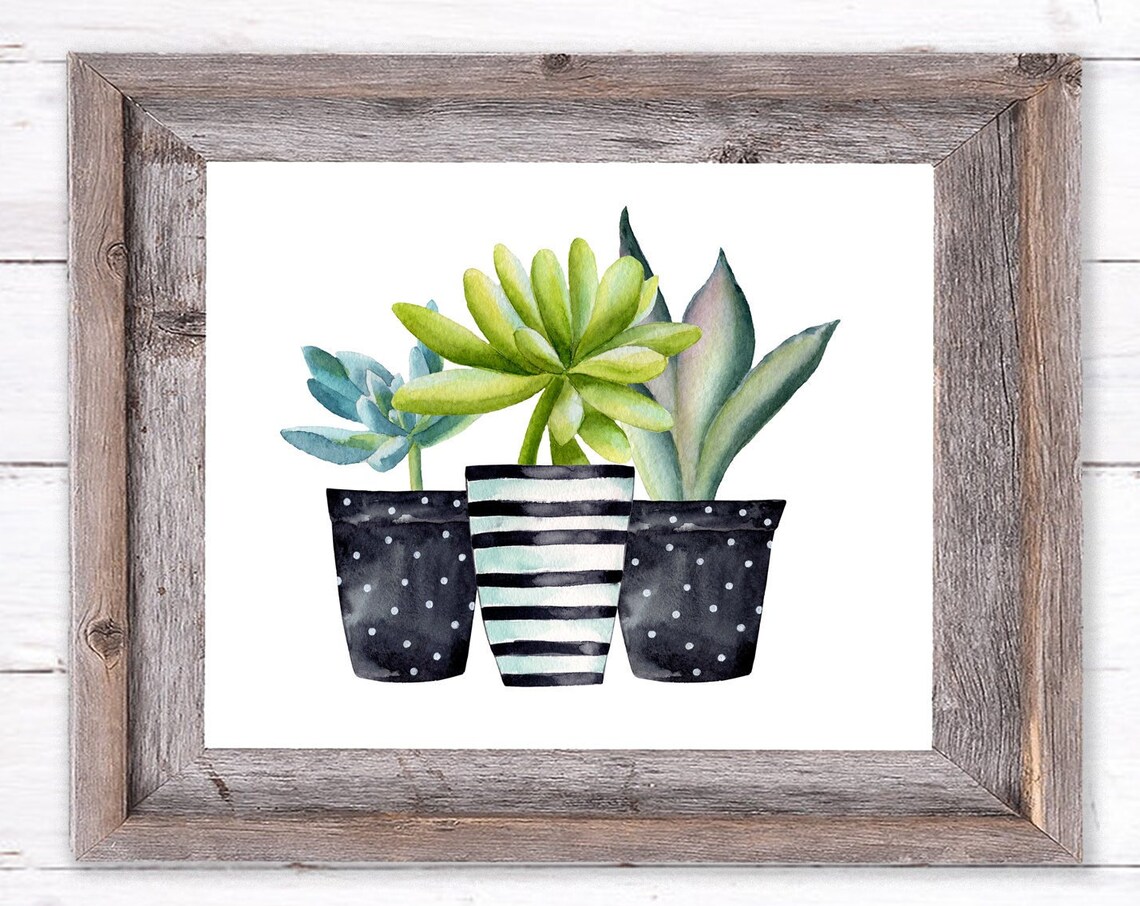 Potted Succulents Watercolor Botanical Wall Art - Image 7