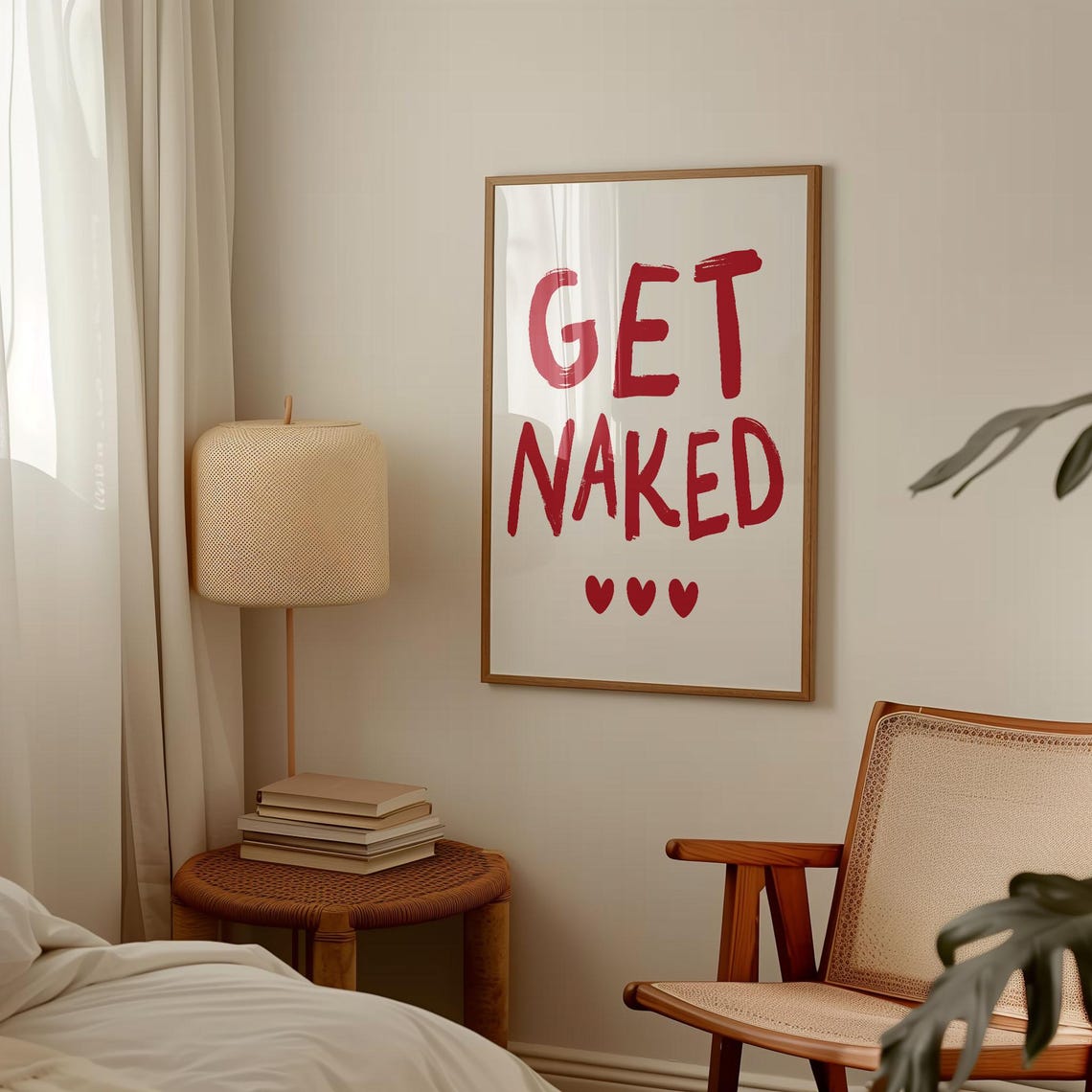 Get Naked Bold Red Brush Lettered Bathroom Funny Quote Poster - Image 2