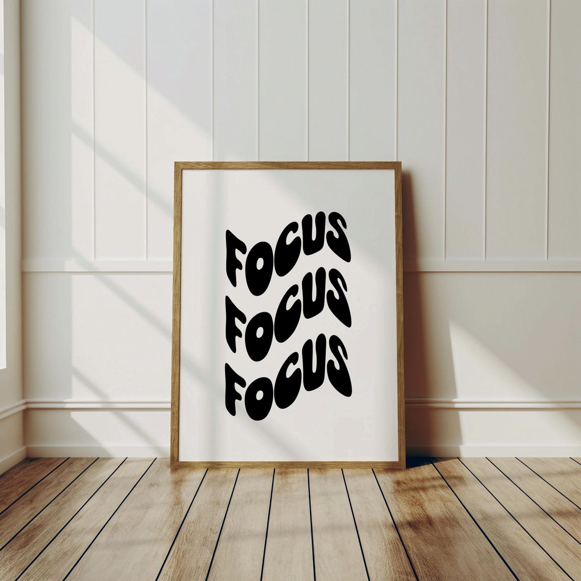 Focus Focus Focus Black Bubble Letter Retro Minimalist Poster - Image 2