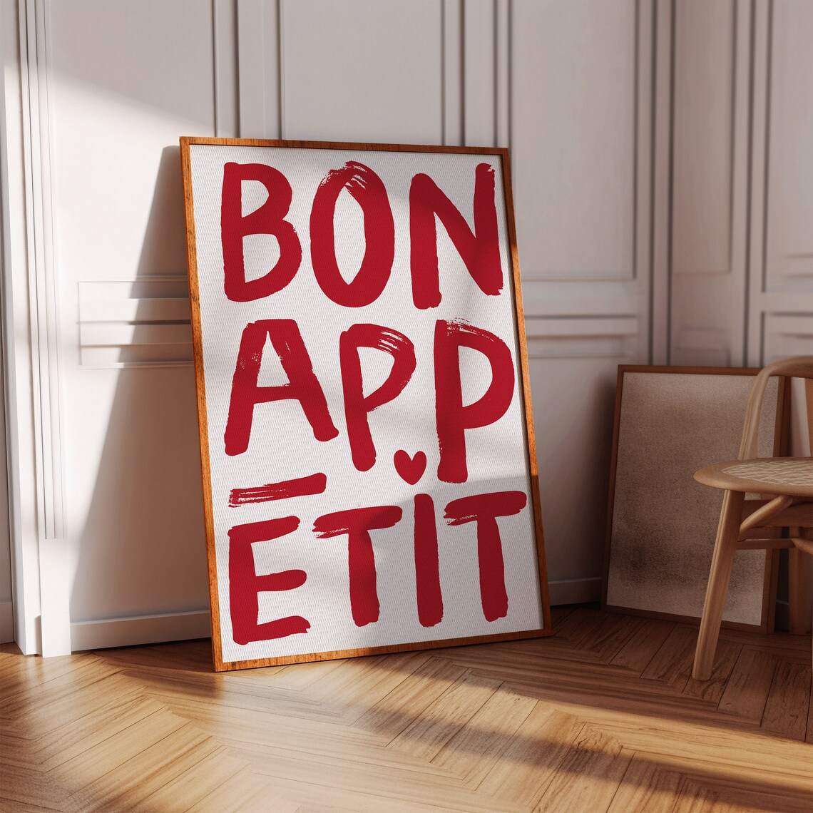 Bon Appetit Typography Print, Modern Kitchen Poster