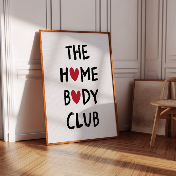 The Homebody Club Print Homebody Club Wall Art Cute Apartment Minimalist Wall Art Trendy Gifts For Introverts Indie Room Decor