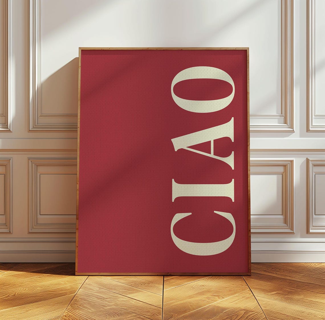 Ciao Vertical Cream Serif Lettering Deep Red Italian Word Poster - Image 3