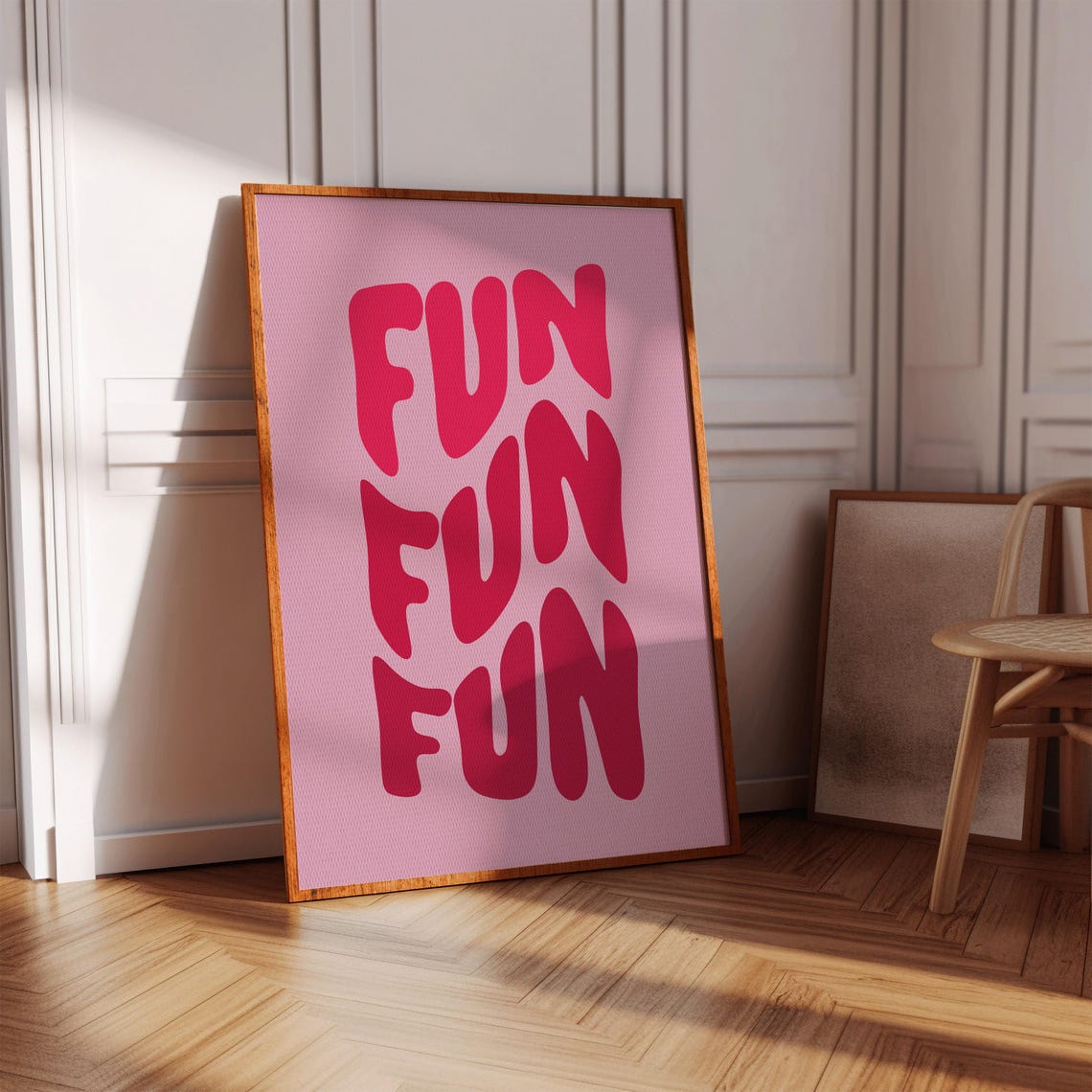 Fun Fun Fun Hot Pink Bubble Letter Retro Girly Party Decor Poster