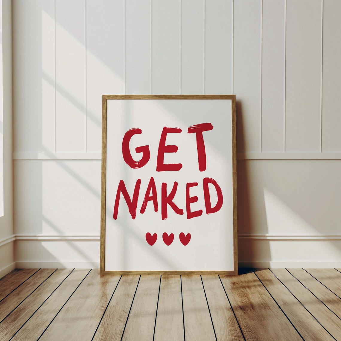 Get Naked Bold Red Brush Lettered Bathroom Funny Quote Poster - Image 3