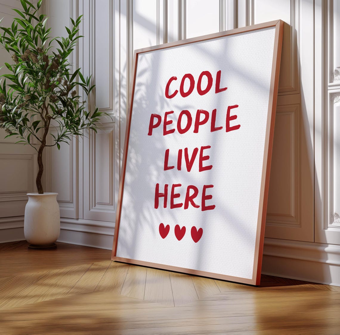 Cool People Live Here Red Letter Heart Home Entryway Wall Poster - Image 3