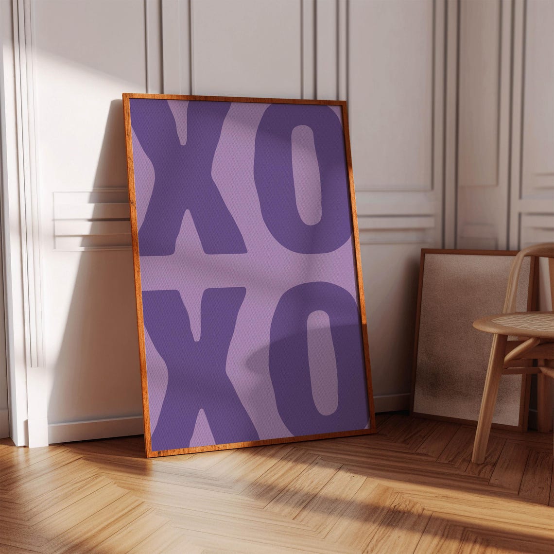XOXO Oversized Purple Typography Girly Romantic Bedroom Decor Wall Art