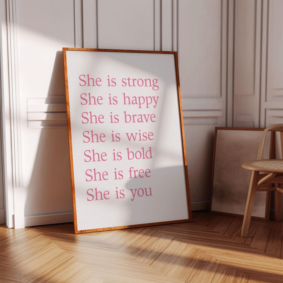 She Is Strong She Is You Pink Affirmation Poster For Her Bedroom
