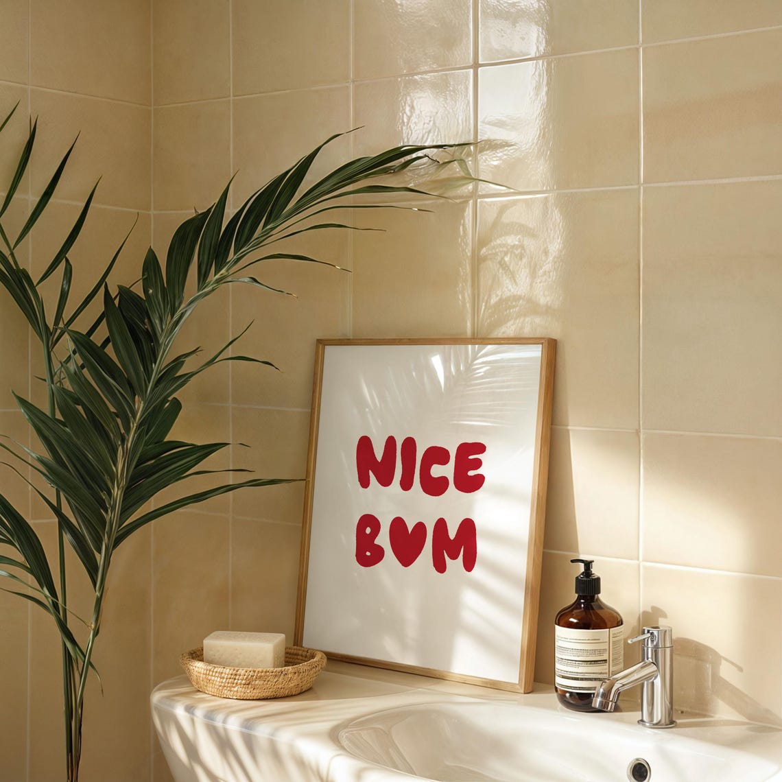 Nice Bum Art Print Funny Bathroom Art Retro Bathroom Wall Art Wall Art Playful Signs Toilet Wall Art Gifts For Best Friend Girl - Image 3