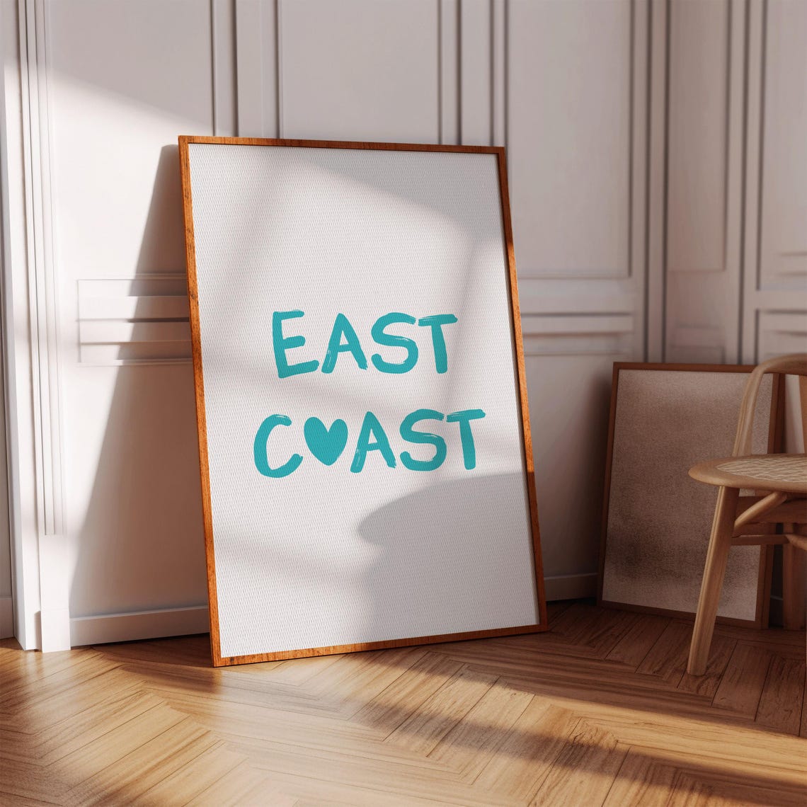 East Coast Teal Brush Lettering Heart Coastal Typography Wall Poster - Image 3