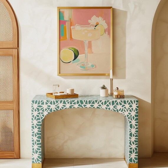 Margarita Cocktail With Lime Colorful Modern Kitchen Bar Art Poster