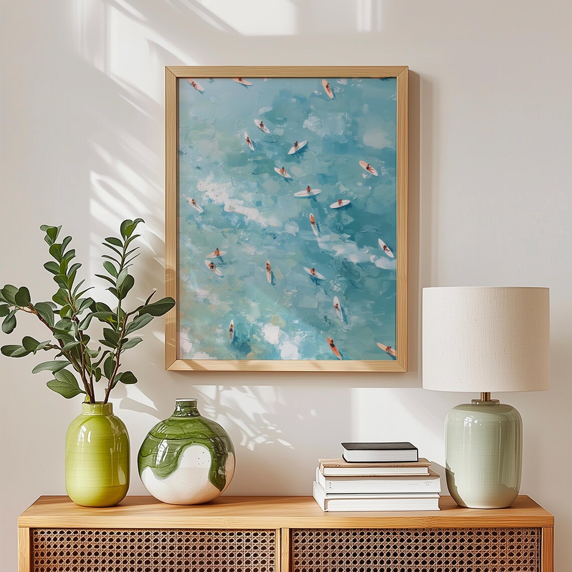 Turquoise Surf Aerial Abstract Beach Scene Art Print