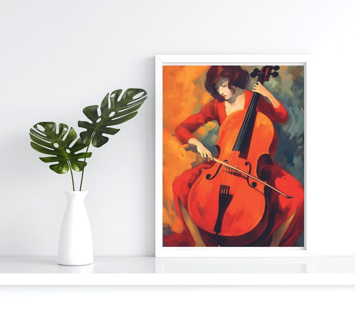 Woman Playing Viola Music Lover Gift, Art Print