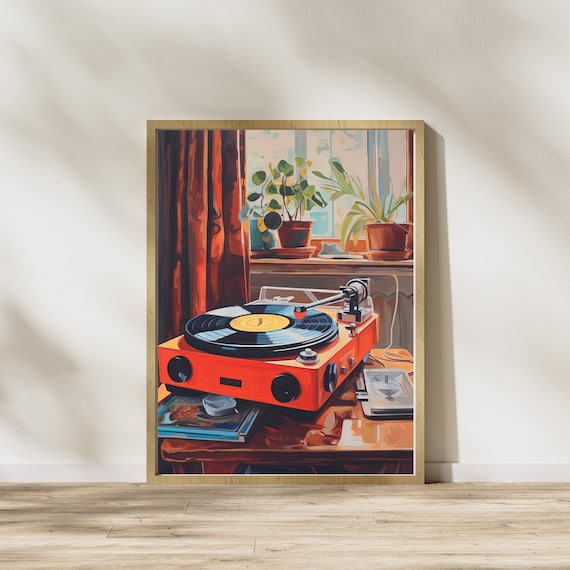 Vinyl Record Print Player Art Vintage Wall Music Retro Decor